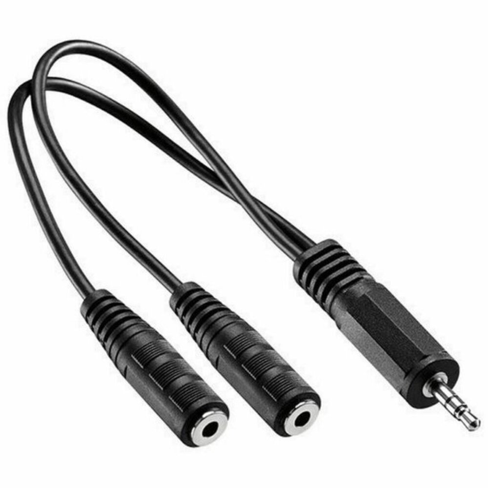 Insignia™ - Dual 3.5mm Mini Headphone Jack Splitter - Black (NS-HZ305-C)